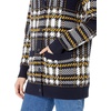image:imageCable Stitch Womens Oversized Button Front Leopard Plaid Print Sweater Cardigan with Pockets VNeck Jacquard Coatigan Medium Multi Navy